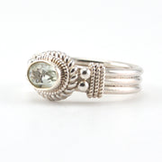 Side View Sterling Silver Green Amethyst 4x6mm Oval Ring