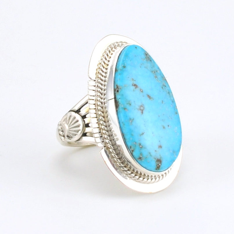 Alt View Sterling Silver Kingman Turquoise Ring Size 8 by Burt and Kathy Francisco