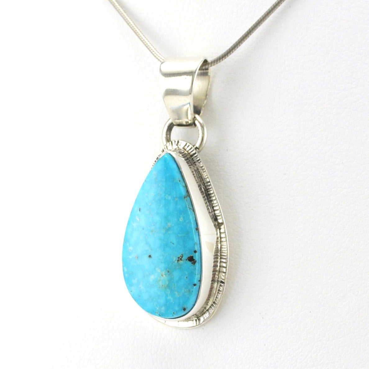 Sterling Silver Kingman Turquoise Pendant by Lyle Piaso Jr
