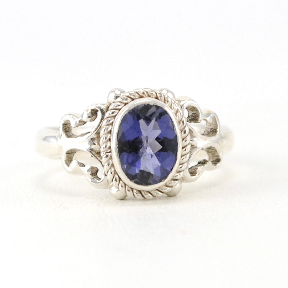 Sterling Silver Iolite 6x8mm Oval Ring