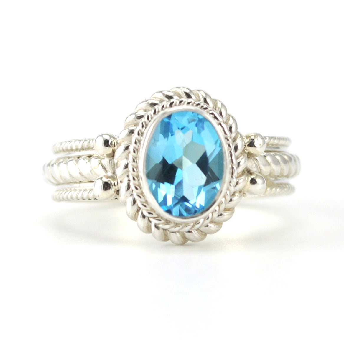 Alt View Sterling Silver Topaz 6x8mm Oval Ring