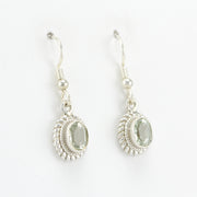 Alt View Sterling Silver Prasiolite 5x7mm Oval Dangle Earrings