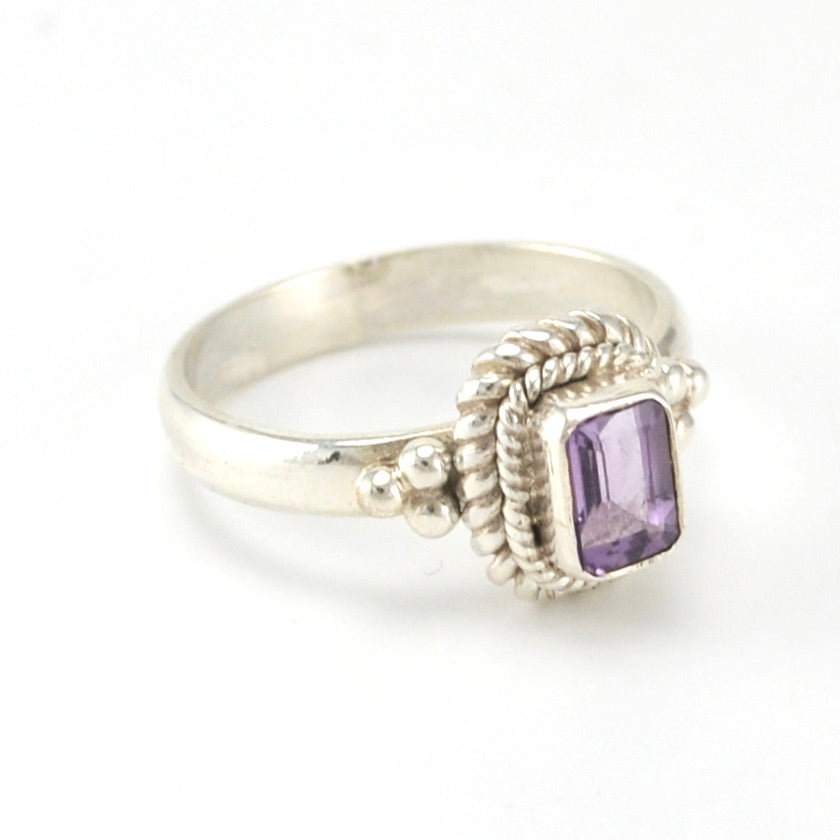 Alt View Sterling Silver Amethyst 4x6mm Rectangle Ring