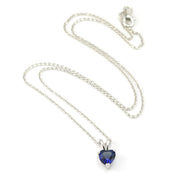 Sterling Silver Sapphire CZ Heart Necklace