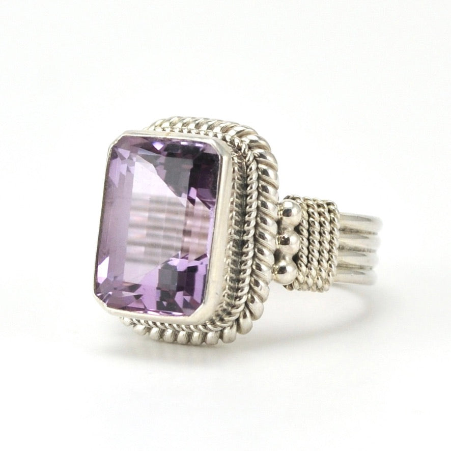 Amethyst on sale rectangle ring