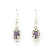 Alt View Sterling Silver Amethyst 5x7mm Dangle Earrings