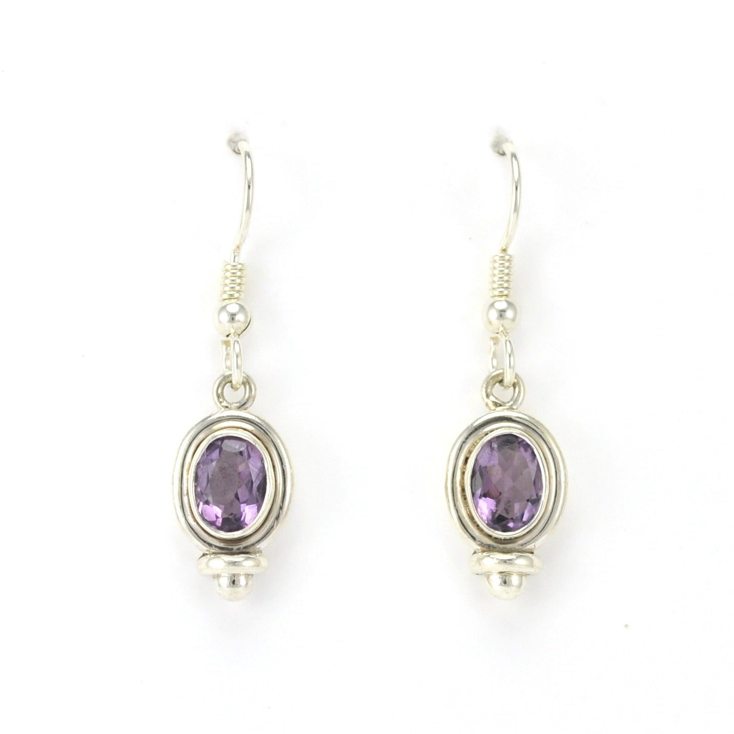Alt View Sterling Silver Amethyst 5x7mm Dangle Earrings