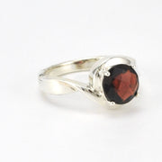 Side View Sterling Silver Garnet 8mm Round Swirl Ring