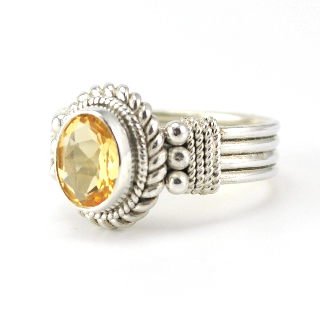 Sterling Silver Citrine 6x8mm Oval Ring Size
