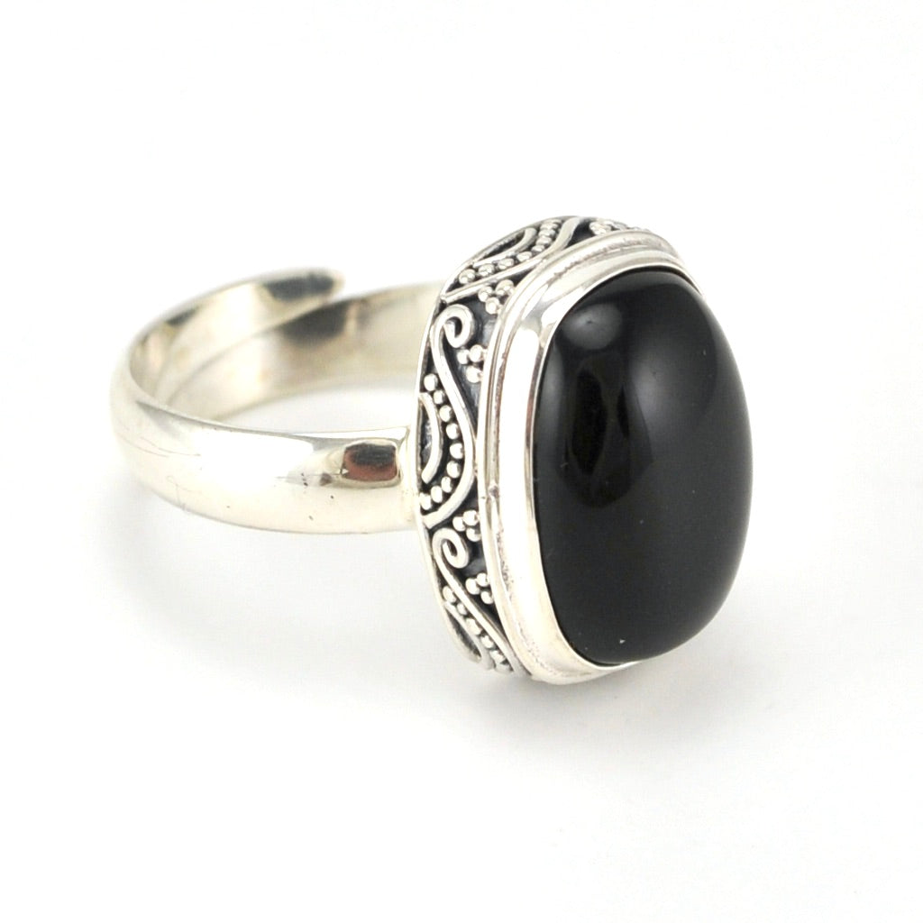 Alt View Sterling Silver Black Onyx Rectangle Bali Ring