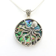 Alt View Sterling Silver Abalone Octopus Pendant
