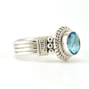 Alt View Sterling Silver Blue Topaz 6x8mm Oval Ring