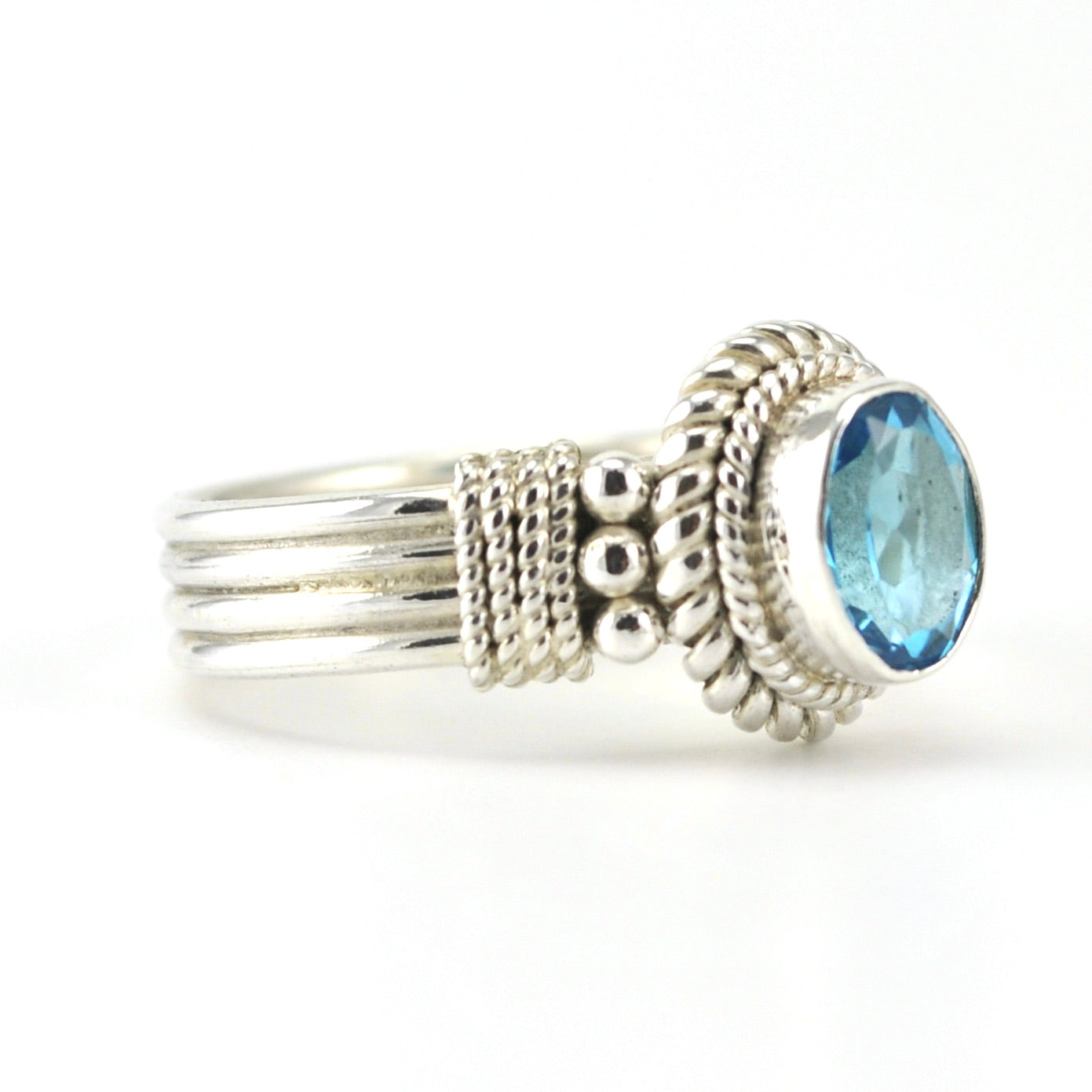 Alt View Sterling Silver Blue Topaz 6x8mm Oval Ring