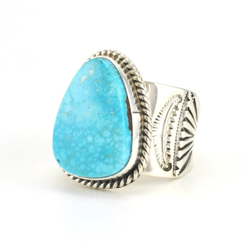 Sterling Silver Kingman Turquoise Ring Size 12 by Lyle Piaso