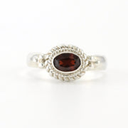 Sterling Silver Garnet 4x6mm Oval Ring