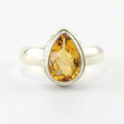 Alt View Silver Citrine Tear Bali Ring