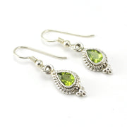 Sterling Silver Peridot 5x7mm Teardrop Dangle Earrings