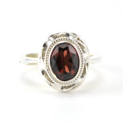 Alt View Sterling Silver Garnet 7x9mm Oval Ring