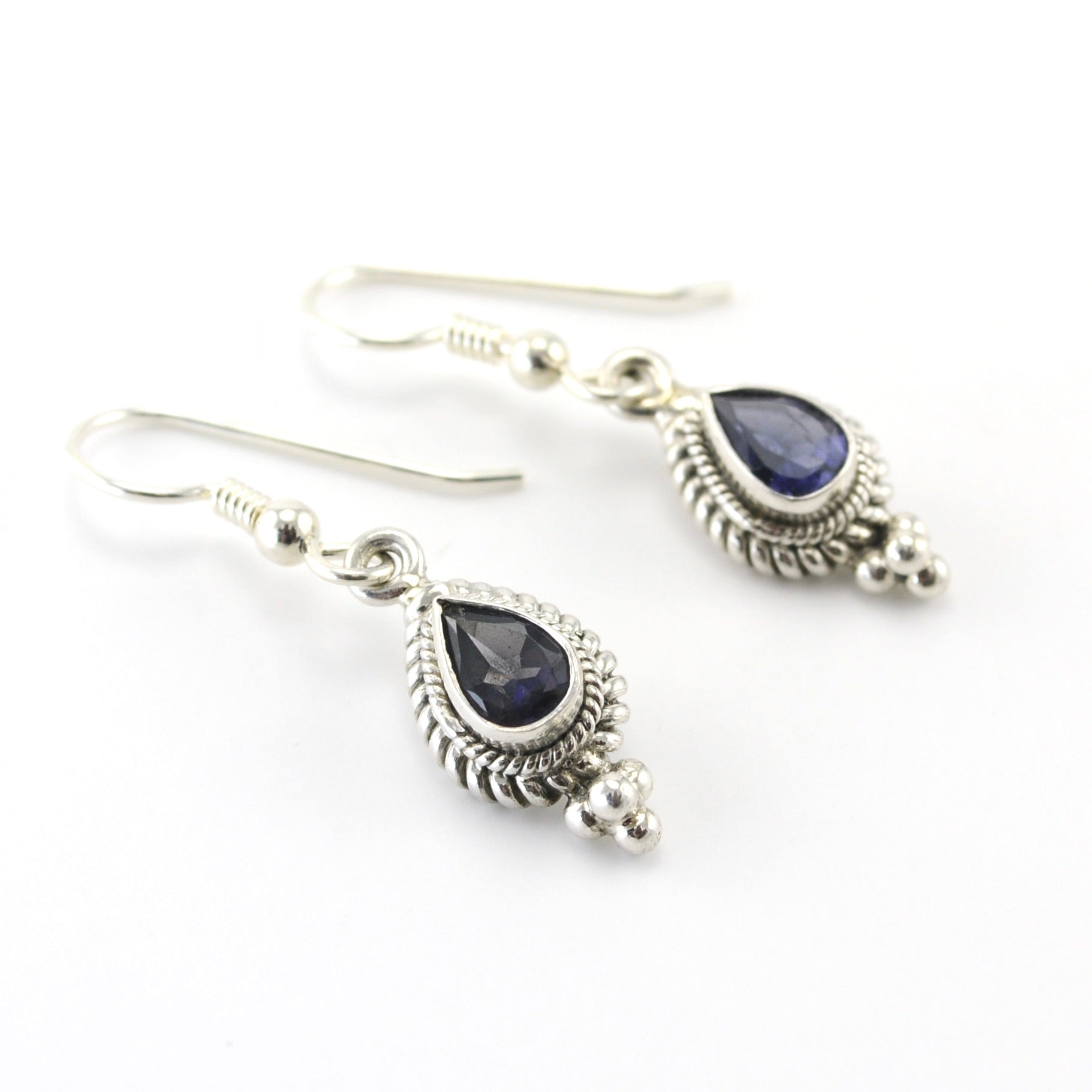 Sterling Silver Iolite 5x7mm Teardrop Dangle Earrings