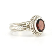 Side View Sterling Silver Garnet 6x8mm Oval Ring