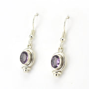 Side View Sterling Silver Amethyst 5x7mm Dangle Earrings