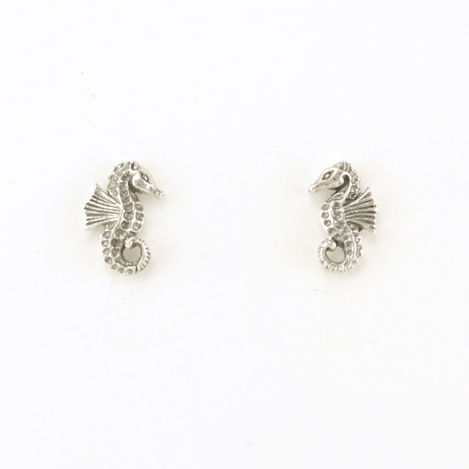 Sterling Silver Seahorse Stud Earrings