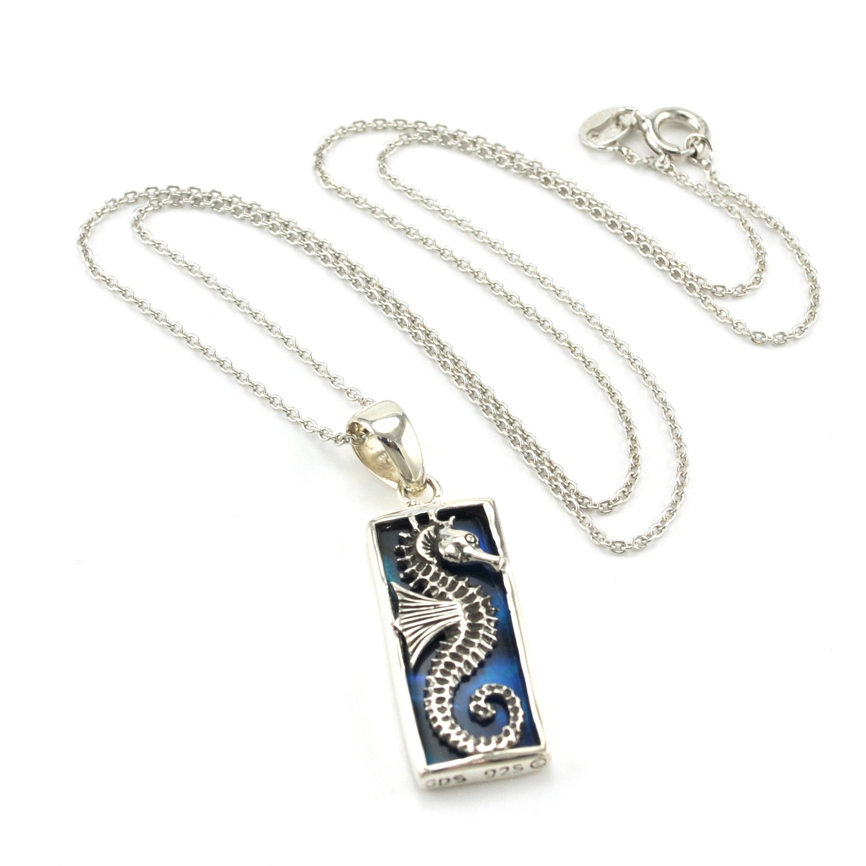 Sterling Silver Rectangle Genuine Abalone Shell Necklace Sterling Silver Rectangle Genuine Abalone Shell Necklace