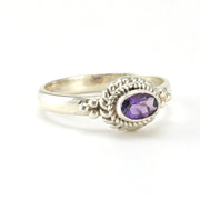 Side View Sterling Silver Amethyst 4x6mm Oval Ring