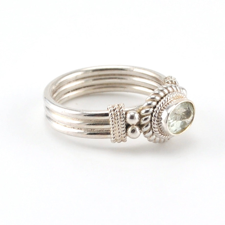 Alt View Sterling Silver Green Amethyst 4x6mm Oval Ring