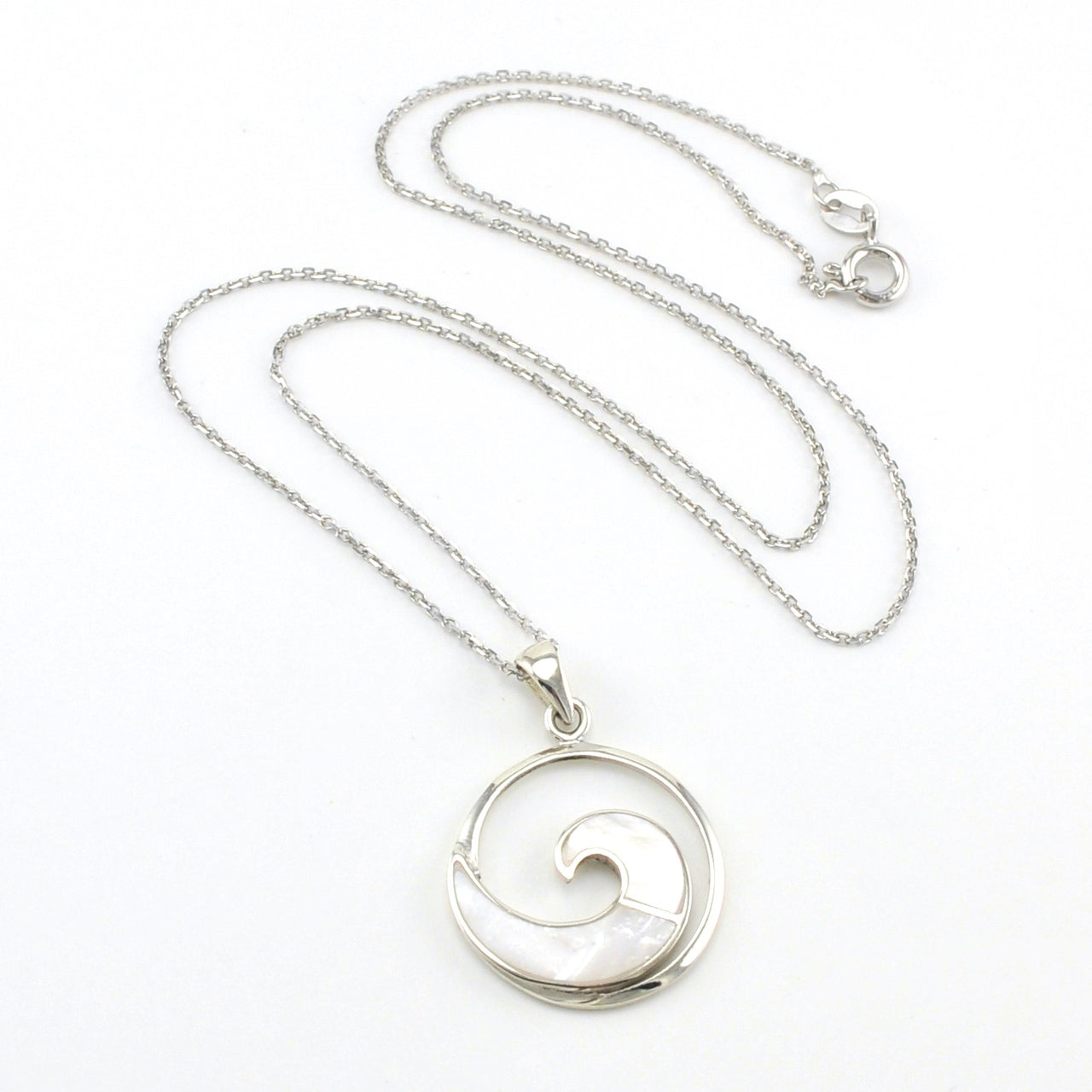 Sterling Silver Mother of Pearl Wave Necklace
