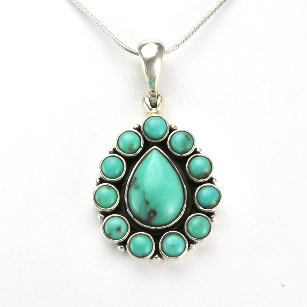 Alt View Sterling Silver Turquoise Tear Cluster Pendant