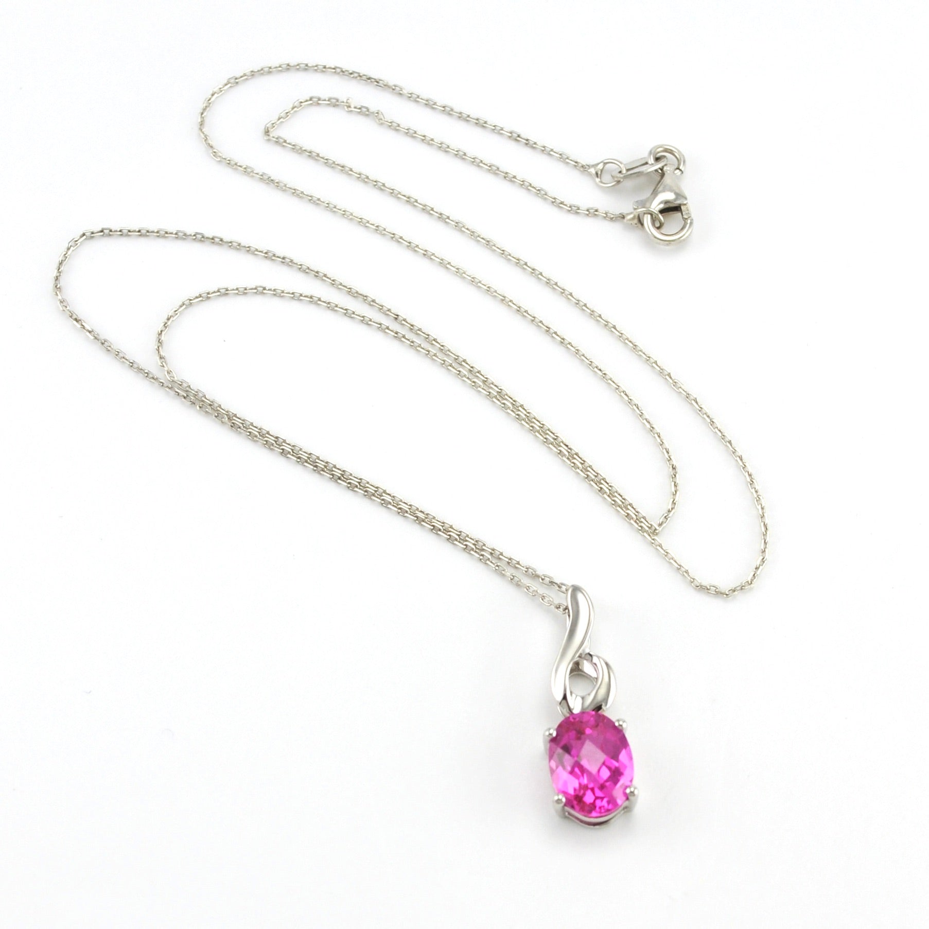 Gold Necklace Romantic 2.5 Carat Pear Cut Lab Grown Pink Sapphire