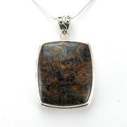 Alt View Sterling Silver Pietersite 28x34mm Rectangle Bali Pendant