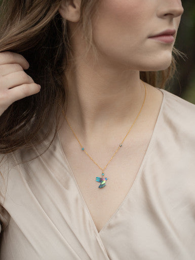 Model View Island Green Picaflor Pendant Necklace