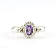 Silver Amethyst 4x6mm Oval Ring