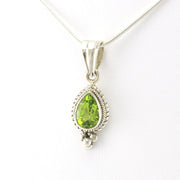 Silver Peridot Teardrop Pendant