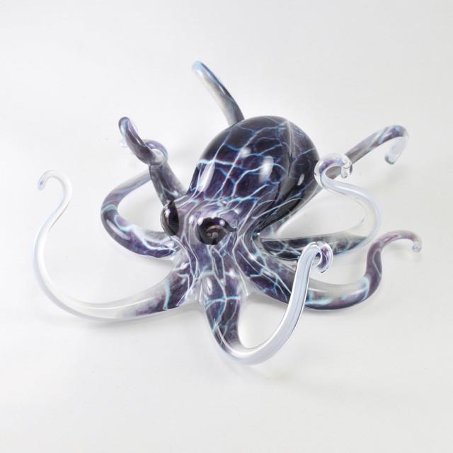 Small Purple Crackle Glass Octopus