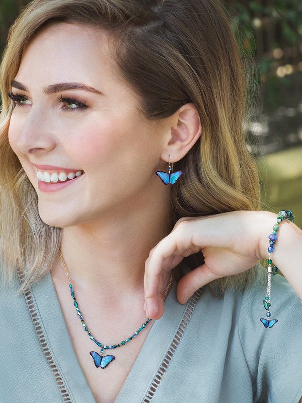 ModelView Blue Radiance Bella Butterfly Earrings
