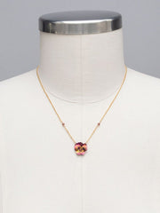 Alt View Vintage Burgundy Garden Pansy Pendant Necklace