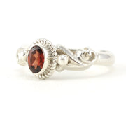 Alt View Silver Garnet 4x6mm Oval Ring