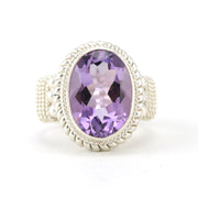 Silver Amethyst 10x14mm Oval Ring