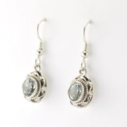 Silver Prasiolite 5x7mm Oval Dangle Earrings