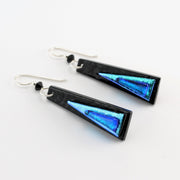 Alt View Electric Blue Fused Glass Elongated Trapezoid Earrings