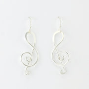 Alt View Sterling Silver Treble Clef Dangle Earrings