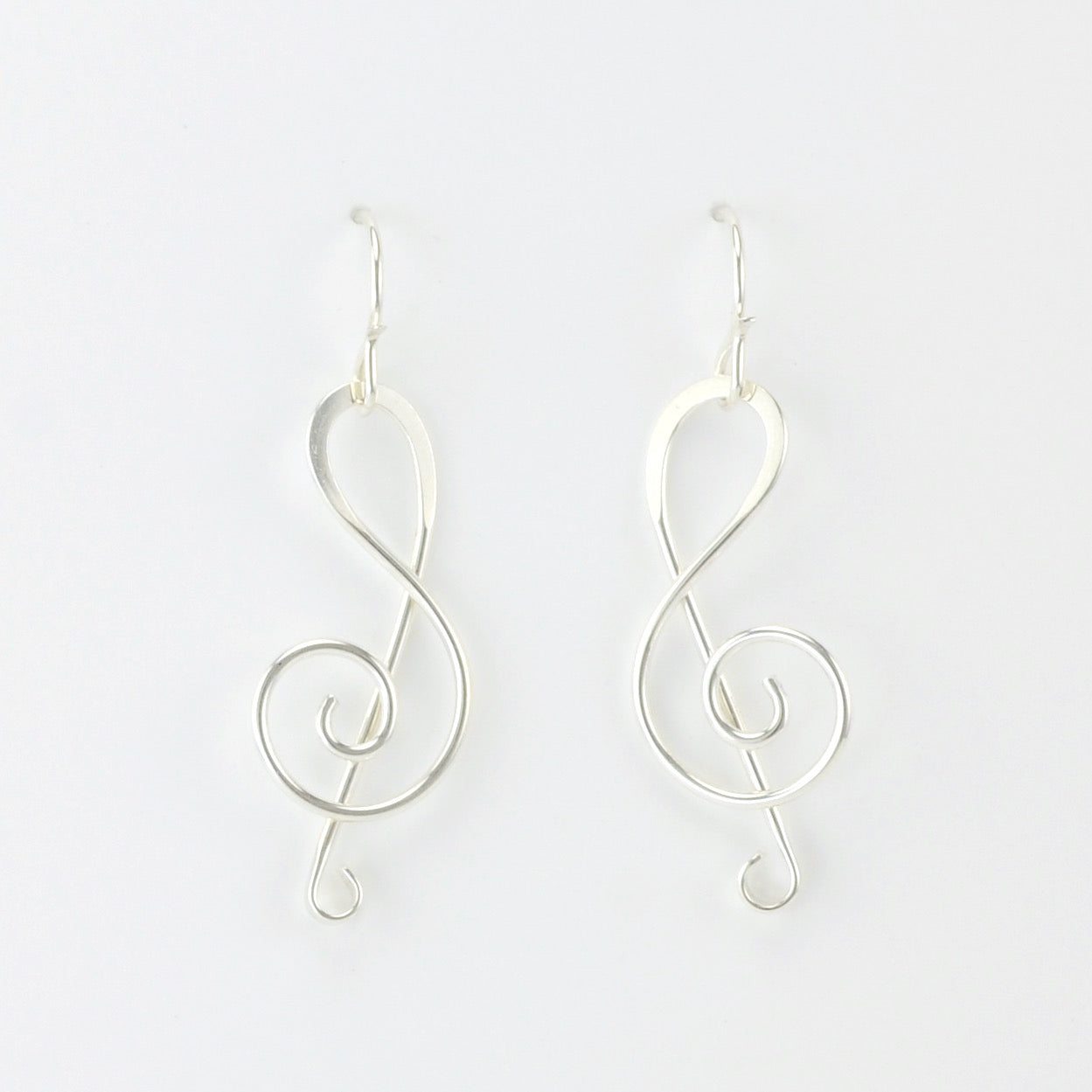 Alt View Sterling Silver Treble Clef Dangle Earrings