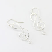 Sterling Silver Treble Clef Dangle Earrings