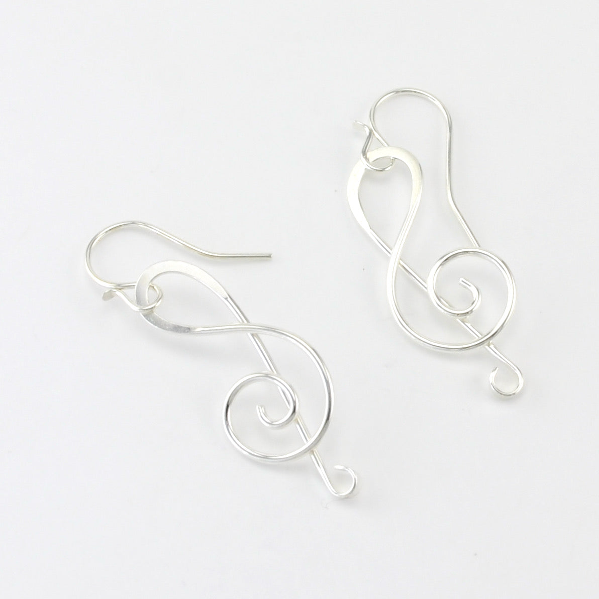 Sterling Silver Treble Clef Dangle Earrings