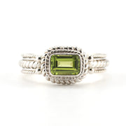 Alt View Sterling Silver Peridot 4x6mm Rectangular Ring
