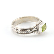 Side View Sterling Silver Peridot 4x6mm Rectangular Ring