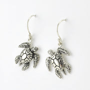 Side View Sterling Silver Sea Turtle Dangles